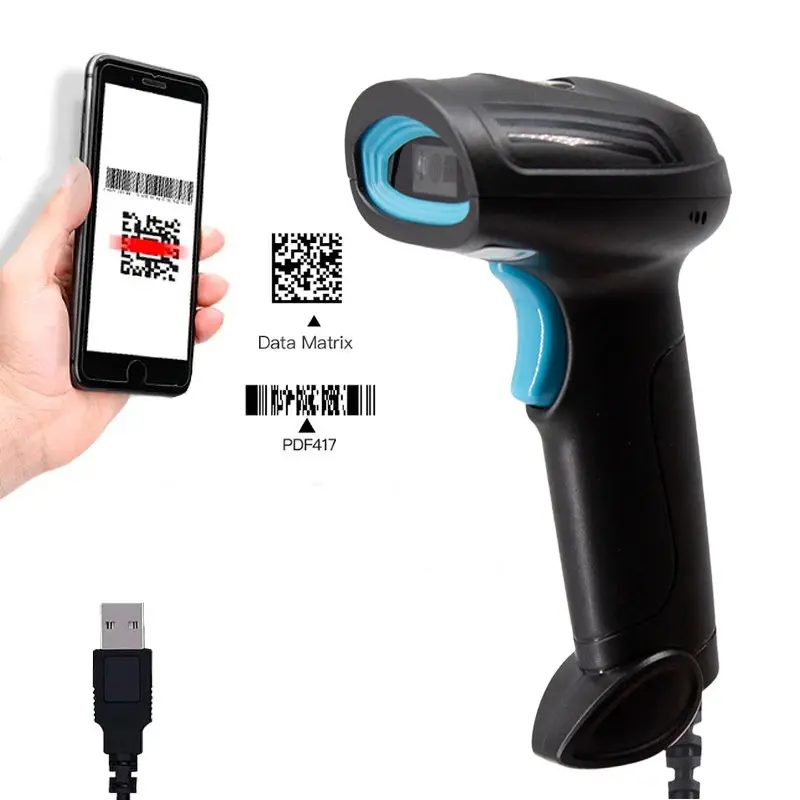 Dispositivo Lector de Códigos de barras QR 2D Plug and Play USB