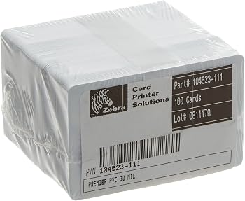 Equipo industrial ZEBRA PVC BLANCA 500 UNIDADES CR80
